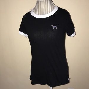 PINK metallic black and white shirt